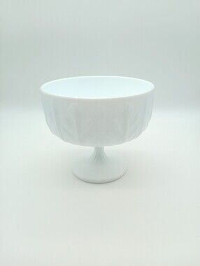 FTD White Milk Glass Pedestal Compote Bowl Vintage